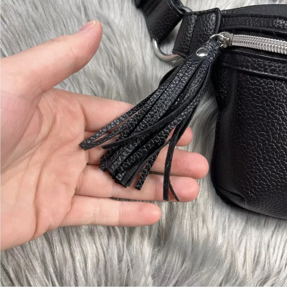 Justice Girls Black Tassel Belt Bag